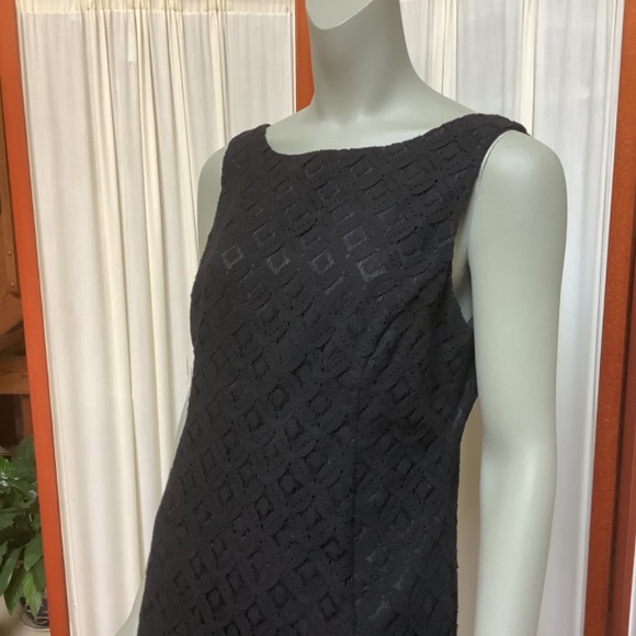 Liquid NY Black Sleeveless Embroidered Overlay Dress Size 10 Deep V in Back - Picture 2 of 10